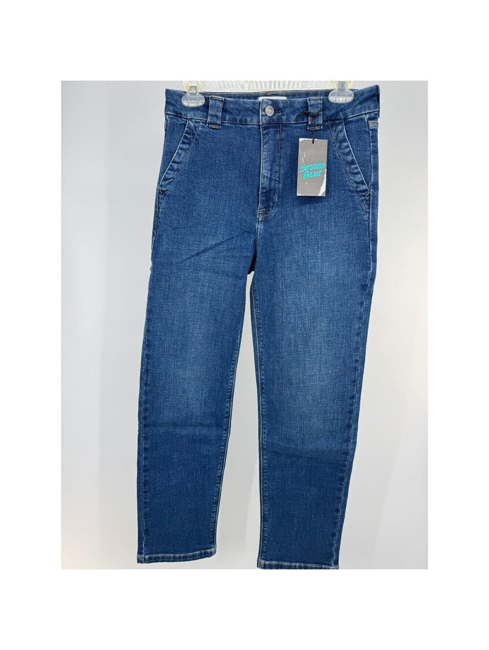 Studio Blue Womens Denim Stretch High Rise Straight Jeans Size 27 Blue NWT